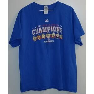 Chicago Cubs 2016 World Series Gilden Large Blue T-Shirt Caricature Pre-Owned